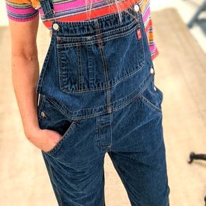 Vintage Polo Denim Crop Straight Leg Overalls